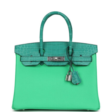 Hermès Birkin 30 Vert Comics Togo and Vert Jade Niloticus Crocodile Touch Palladium Hardware