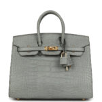 Hermès Birkin Sellier 25 Gris Ciment Matte Alligator Gold Hardware