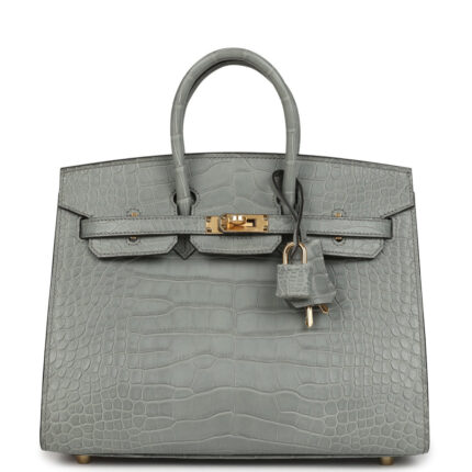 Hermès Birkin Sellier 25 Gris Ciment Matte Alligator Gold Hardware