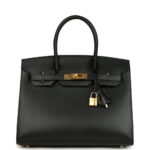 Pre-owned Hermès Birkin Sellier 30 Black Monsieur Gold Hardware