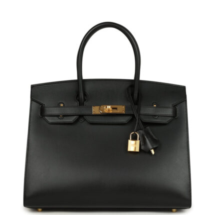 Pre-owned Hermès Birkin Sellier 30 Black Monsieur Gold Hardware