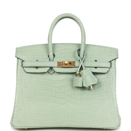 Hermès Birkin 25 Vert D'Eau Matte Porosus Crocodile Gold Hardware