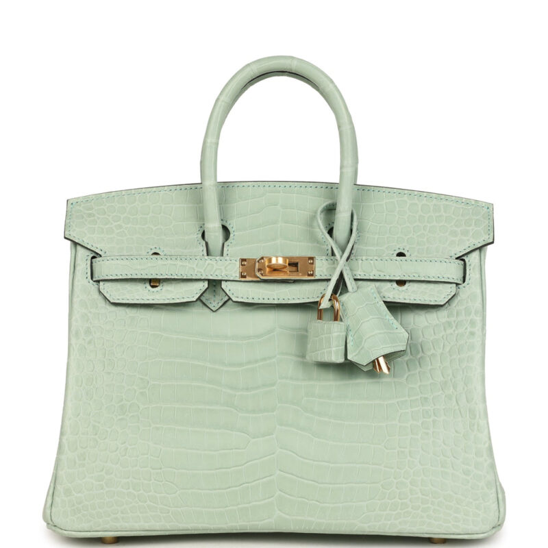 Hermès Birkin 25 Vert D'Eau Matte Porosus Crocodile Gold Hardware