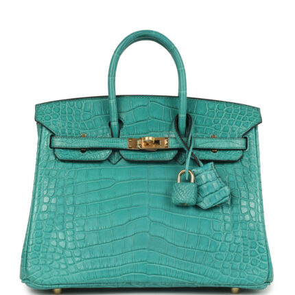 Hermès Birkin 25 Bleu Paon Matte Alligator Gold Hardware