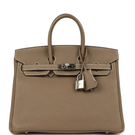 Pre-owned Hermès Birkin 25 Etoupe Togo Palladium Hardware