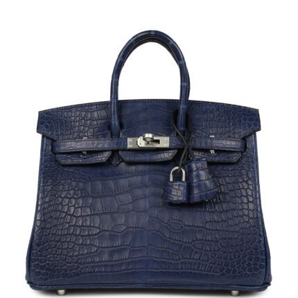 Hermès Birkin 25 Bleu Saphir Matte Alligator Palladium Hardware