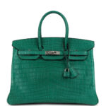 Pre-owned Hermès Birkin 35 Malachite Matte Niloticus Crocodile Palladium Hardware