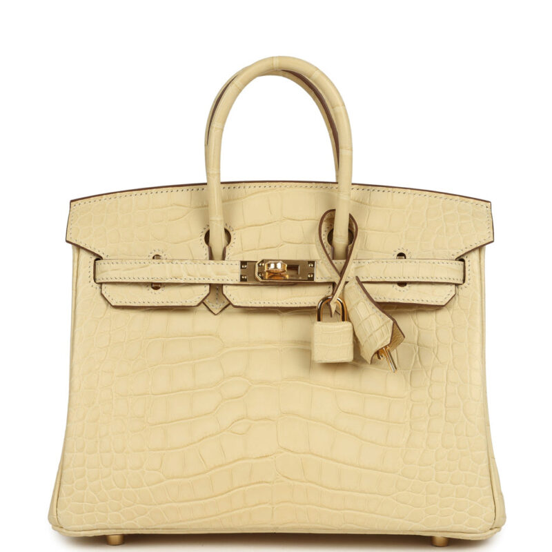 Hermès Birkin 25 Vanille Matte Alligator Gold Hardware