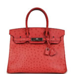 Pre-owned Hermès Birkin 30 Bougainvillea Ostrich Palladium Hardware