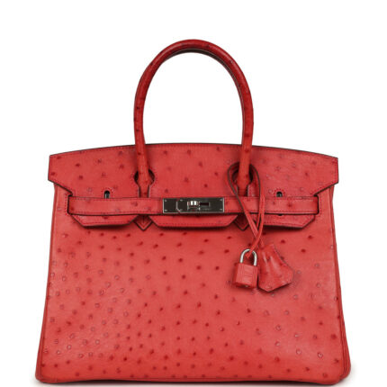 Pre-owned Hermès Birkin 30 Bougainvillea Ostrich Palladium Hardware