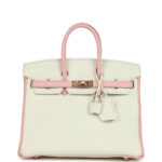 Hermès Special Order (HSS) Birkin 25 White and Rose Sakura Clemence Rose Gold Hardware