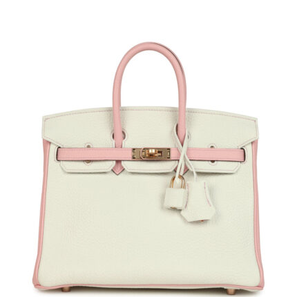 Hermès Special Order (HSS) Birkin 25 White and Rose Sakura Clemence Rose Gold Hardware