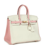 Hermès Special Order (HSS) Birkin 25 White and Rose Sakura Clemence Rose Gold Hardware
