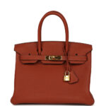 Pre-owned Hermès Birkin 30 Cuivre Togo Gold Hardware