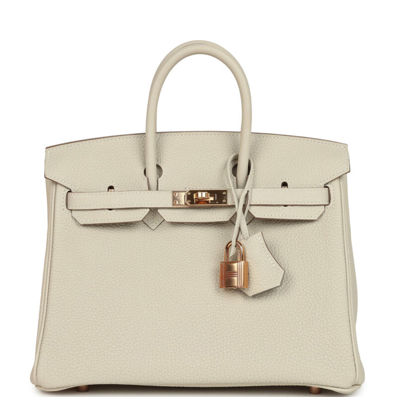 Pre-owned Hermès Special Order (HSS) Birkin 25 Craie Verso Togo Rose Gold Hardware