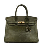 Vintage Hermès Birkin 30 Vert Olive Matte Alligator Gold Hardware