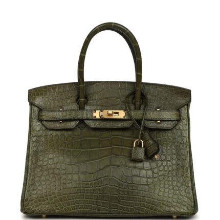Vintage Hermès Birkin 30 Vert Olive Matte Alligator Gold Hardware