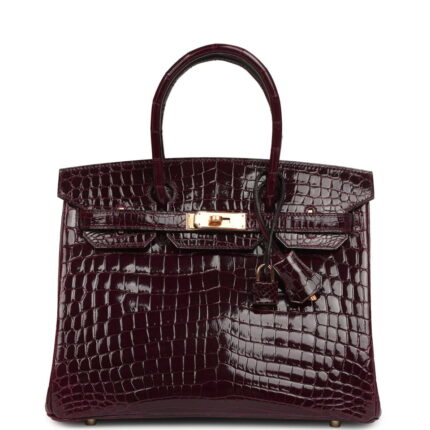 Hermès Birkin 30 Bordeaux Shiny Niloticus Crocodile Gold Hardware