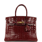 Pre-owned Hermès Birkin 30 Bourgogne Shiny Niloticus Crocodile Gold Hardware