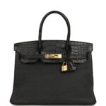 Hermès Birkin 30 Black Togo and Matte Alligator Touch Gold Hardware