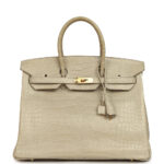 Pre-owned Hermès Birkin 35 Beton Matte Alligator Gold Hardware