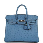Pre-owned Hermès Birkin 25 Mykonos Ostrich Palladium Hardware