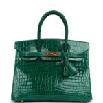 Pre-owned Hermès Birkin 30 Vert Emerald Shiny Niloticus Crocodile Gold Hardware