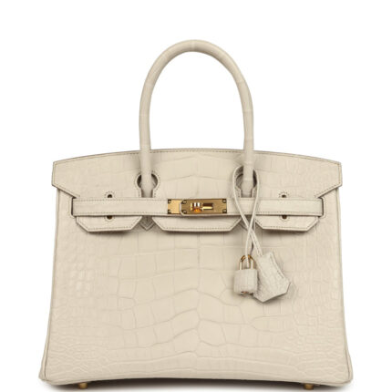 Pre-owned Hermès Birkin 30 Beton Matte Alligator Gold Hardware
