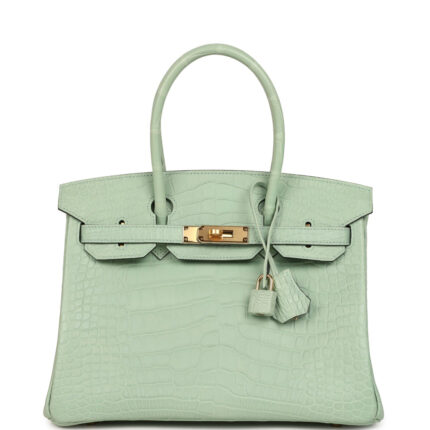 Hermès Birkin 30 Vert D'Eau Matte Alligator Gold Hardware