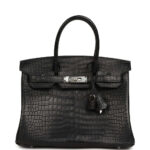 Hermès Birkin 30 Black Matte Porosus Crocodile Palladium Hardware