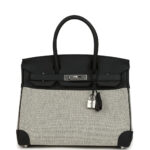 Hermès Birkin 30 Ecru-Black Toile H Canvas and Black Swift Palladium Hardware