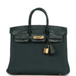 Hermès Birkin 25 Vert Cypress Togo and Matte Alligator Touch Gold Hardware