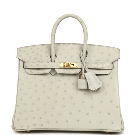 Hermès Birkin 25 Gris Perle Ostrich Gold Hardware