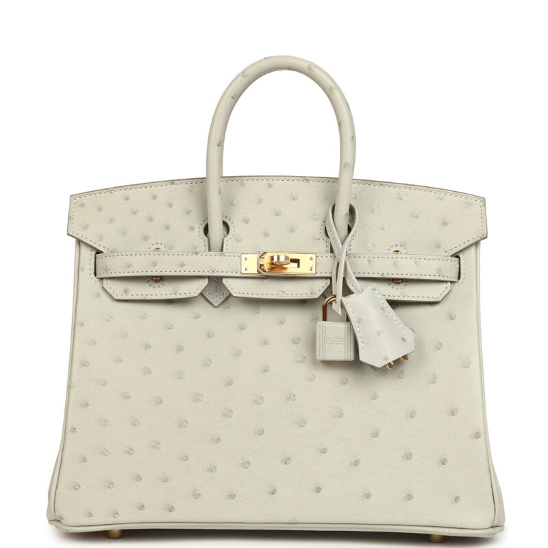 Hermès Birkin 25 Gris Perle Ostrich Gold Hardware