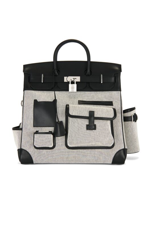 Hermes Birkin 40 Handbag Evercalf Toile Cargo Haut A Courroies