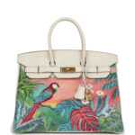 Custom "Paradise" Swarovski Crystal Hermès Birkin 35 Craie Togo Gold Hardware