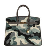 Custom Camouflage Swarovski Crystal Hermès Birkin 35 Etain Togo Gold Hardware