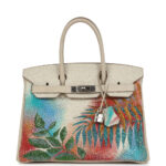 Custom "Paradise" Swarovski Crystal Hermès Birkin 30 Craie Togo Palladium Hardware