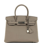 Pre-owned Hermès Special Order (HSS) Birkin 30 Gris Asphalt and Craie Togo Palladium Hardware