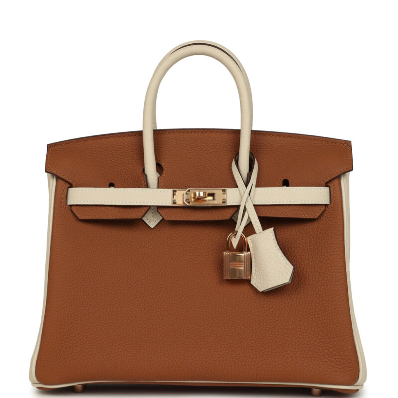Hermès Special Order (HSS) Birkin 25 Gold and Craie Togo Rose Gold Hardware