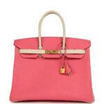 Hermès Special Order (HSS) Birkin 35 Rose Azalee and Craie Epsom Brushed Gold Hardware