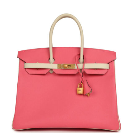 Hermès Special Order (HSS) Birkin 35 Rose Azalee and Craie Epsom Brushed Gold Hardware