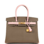 Hermès Special Order (HSS) Birkin 30 Hermès HSS Birkin 30 Etoupe and Rose Sakura Chevre Mysore Brushed Gold Hardware