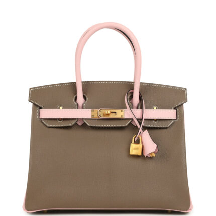 Hermès Special Order (HSS) Birkin 30 Hermès HSS Birkin 30 Etoupe and Rose Sakura Chevre Mysore Brushed Gold Hardware