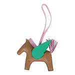 Hermès Pegase Rodeo Bag Charm MM Chai, Mauve Sylvestre and Menthe Milo Lambskin