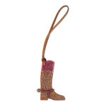 Custom Brown Swarovski Crystal Hermès Paddock Boot Bag Charm Natural Sable Butler and Rose Swift Palladium Hardware
