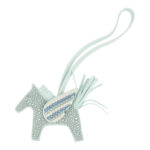Custom Multicolored Swarovski Crystal Hermès Bedazzled Pegasus Rodeo Bag Charm PM Vert Peppermint Milo Lambskin