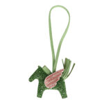 Custom Swarovski Crystal Hermès Rodeo Bag Charm PM Vert Yucca, Vert Criquet & Mauve Pale Milo Lambskin