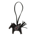 Custom Black Swarovski Crystal Hermès Bedazzled Pegase Rodeo Bag Charm PM So Black Milo Lambskin