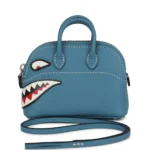 Hermès Bolide Shark Bag Charm Blue Jean, Black and White Swift Palladium Hardware